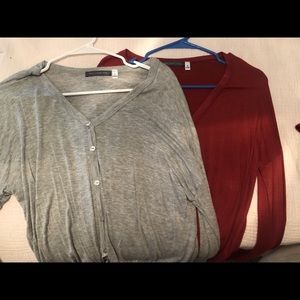 Red and grey long sleeve top
